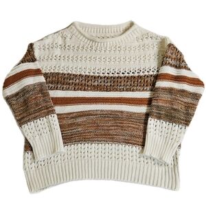 Striped Cream and Brown Knit Sweater